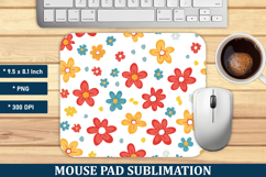 Cute Flower Pattern Mouse Pad | Mouse Pad Sublimation Product Image 1