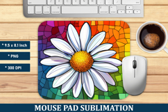 Stained Glass Daisy Flower Mouse Pad | Mouse Pad Sublimation Product Image 1