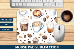 Watercolor Coffee Pattern Mouse Pad | Mouse Pad Sublimation Product Image 1