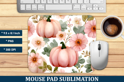 Pink Flower Pumpkin Mouse Pad | Mouse Pad Sublimation Product Image 1