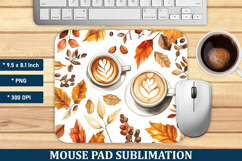 Fall Coffee Pattern Mouse Pad | Mouse Pad Sublimation Product Image 1
