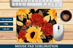 Rose &amp; Sunflower Mouse Pad | Mouse Pad Sublimation Product Image 1