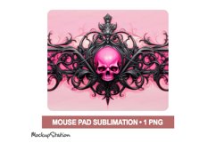 Pink Gothic Skull Mouse Pad Halloween Sublimation PNG Product Image 2