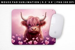 Highland Cow Mouse Pad Design | Mouse Pad Sublimation PNG Product Image 1