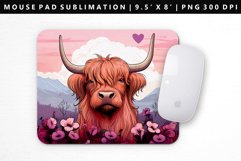 Highland Cow Mouse Pad Design | Mouse Pad Sublimation PNG Product Image 1