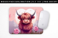 Highland Cow Mouse Pad Design | Mouse Pad Sublimation PNG Product Image 1