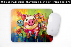 Pig Mouse Pad Design | Mouse Pad Sublimation PNG Product Image 1