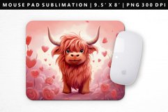 Highland Cow Mouse Pad Design | Mouse Pad Sublimation PNG Product Image 1