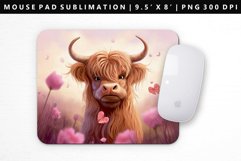 Highland Cow Mouse Pad Design | Mouse Pad Sublimation PNG Product Image 1