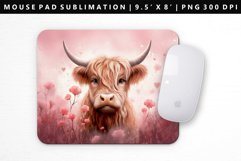 Highland Cow Mouse Pad Design | Mouse Pad Sublimation PNG Product Image 1