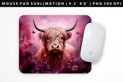Highland Cow Mouse Pad Design | Mouse Pad Sublimation PNG Product Image 1