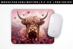 Highland Cow Mouse Pad Design | Mouse Pad Sublimation PNG Product Image 1