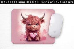 Highland Cow Mouse Pad Design | Mouse Pad Sublimation PNG Product Image 1