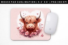 Highland Cow Mouse Pad Design | Mouse Pad Sublimation PNG Product Image 1