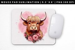 Highland Cow Mouse Pad Design | Mouse Pad Sublimation PNG Product Image 1