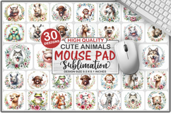 Cute Animals Mouse Pad Bundle, Sublimation Mouse Pad PNG Product Image 1