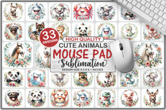 Cute Animals Mouse Pad Bundle, Sublimation Mouse Pad PNG Product Image 1