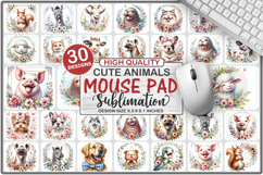 Cute Animals Mouse Pad Bundle, Sublimation Mouse Pad PNG Product Image 1