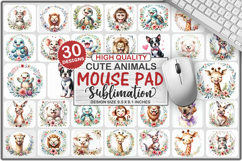 Cute Animals Mouse Pad Bundle, Sublimation Mouse Pad PNG Product Image 1
