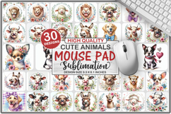 Cute Animals Mouse Pad Bundle, Sublimation Mouse Pad PNG Product Image 1