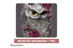 Winter Owl Mouse Pad Sublimation PNG | Christmas Mouse Mat Product Image 2