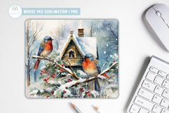 Winter Birds Mouse Pad Sublimation Product Image 1