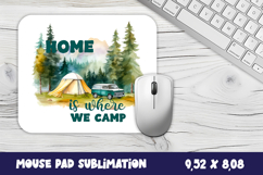 Camping Mouse Pad Sublimation Design, watercolor Forest Product Image 1