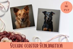 Cute dog Square Coaster Sublimation Design Product Image 1