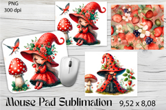Ladybug gnome. Strawberry Mouse Pad. Spring Mouse Pad Product Image 1