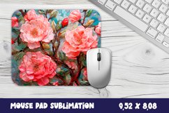 Pink flowers Mouse Pad Sublimation. 3D Flowers Mouse Pad Product Image 1