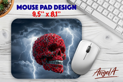 3d Skull Mouse pad sublimation design, Gothic Halloween PNG Product Image 1