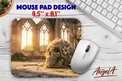 Halloween Skull Mouse pad sublimation Fantasy Gothic window Product Image 1
