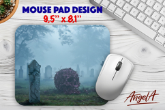 Halloween Skull Mouse pad sublimation cemetery with graves Product Image 1