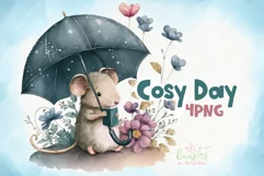 Mouse Clipart l Rainy Day PNG l Spring clip art l Mouse PNG Product Image 1