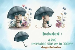 Mouse Clipart l Rainy Day PNG l Spring clip art l Mouse PNG Product Image 2