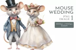 Mouse Bride and Groom 1 PNG | Watercolor Clipart Product Image 1