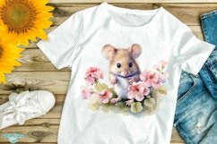 Mouse And Flowers Watercolor Clipart - 12 Variations Product Image 9