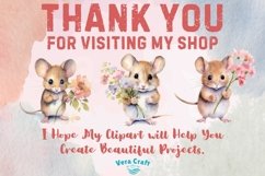 Mouse And Flowers Watercolor Clipart - 12 Variations Product Image 10