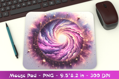 Cosmic Spiral Mouse Pad PNG Violet and Pink Galaxy Swirl Product Image 1