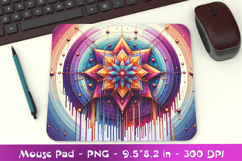 Geometric Mandala Star Mouse Pad PNG Rainbow Abstract Design Product Image 1