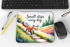 Cute Fox Mousepad PNG Small Steps Quote Design Product Image 1