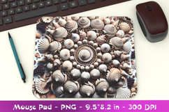 Shell Mandala Mouse Pad PNG Natural Sea Spiral Sublimation Product Image 1