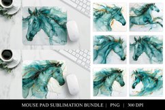 Aqua &amp; Gold Abstract Horse Mouse Pad Sublimation Bundle Product Image 1