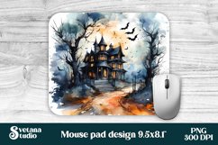 Halloween haunted house mouse pad sublimation design, Halloween haunted house sublimation design, Halloween mousepad sublimation.