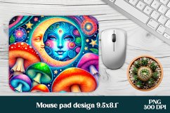 Magic mushroom mouse pad | Mystical moon mousepad Product Image 1