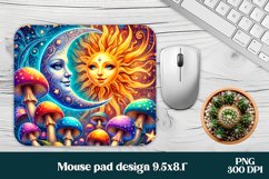 Magic mushroom mouse pad | Mystical moon mousepad Product Image 1