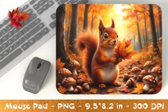 Autumn Squirrel Mouse Pad Sublimation Design Product Image 1