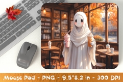 Ghost in Cafe with Milkshakes Mouse Pad PNG Product Image 1