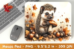 Baby Hedgehog and Mushroom Mouse Pad PNG Product Image 1