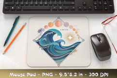 Sublimation Mousepad Design Ocean Wave and Planets Product Image 1